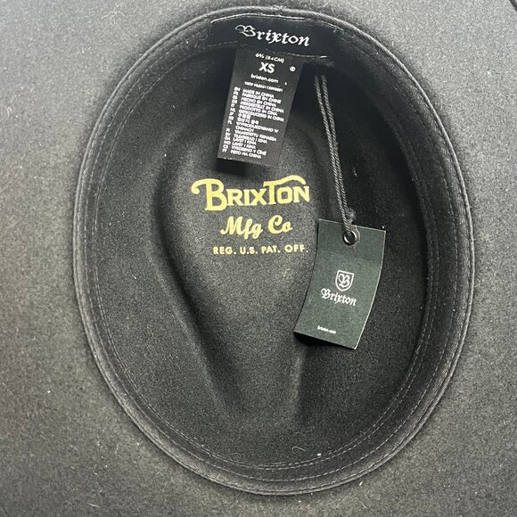 Brixton Messer Fedora Size XS Black NWT New Wool Fall Hat Brown Band Classic Uni - Picture 9 of 9